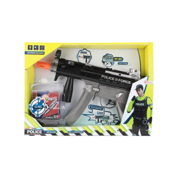 Toi-Toys - Polizei-Pistole MP5K Gun mit Schaumstoffpfeilen (mit Licht