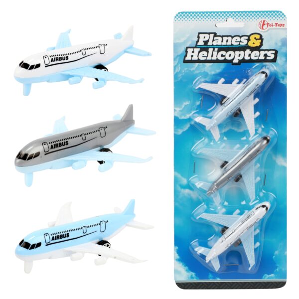 Toi-Toys - Spielzeugflugzeuge -  Airbus Flugzeuge (3 Stück) Modellflugzeug Plane