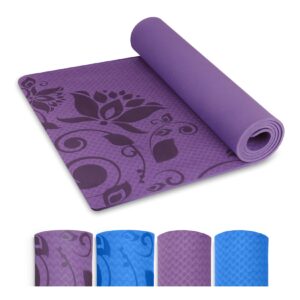 INTEY INTYM02-Pur Lila Yogamatte Gymnastikmatte rutschfest TPE rutschfest Übungsmatte Sportmatte Fitnessmatte für Fitness & Gymnastik mit Tragegurt - Maße 180 x 60 x 0.7cm