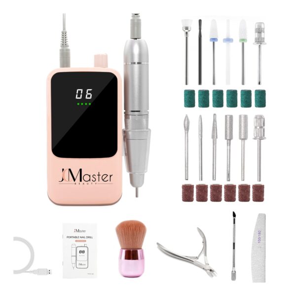 JCMASTER Nagelfräser 35000 Umin Gelnägel & Acrylnägel Profi Set 5200mAh