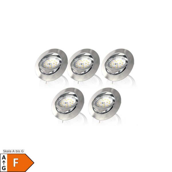 5er Set LED Einbauleuchten Ø82mm dimmbar 5