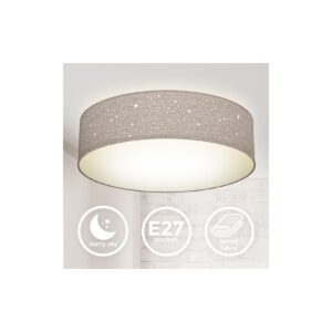 Deckenleuchte Sterndekor Stoff-Lampe taupe E27