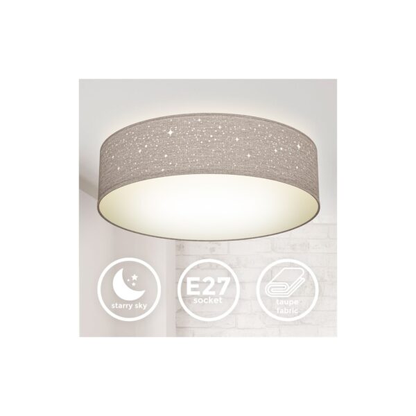 Deckenleuchte Sterndekor Stoff-Lampe taupe E27