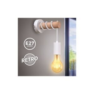 LED Wandleuchte Retrolampe Holz Vintage weiß