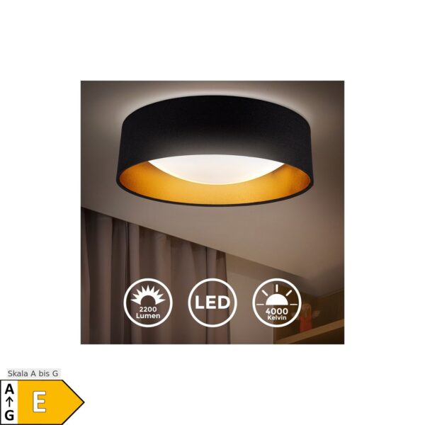 LED Deckenlampe Stoff 18W schwarz-gold