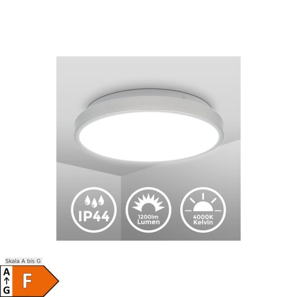 LED Deckenleuchte BAD 12W silber IP44 4.000K