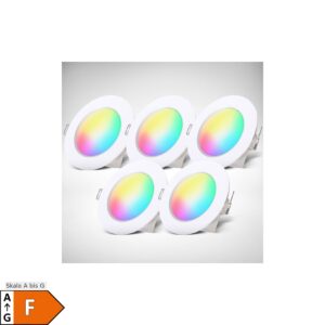 LED RGBW Einbauspots Badezimmer Einbaustrahler dimmbar Fernbedienung 5x SET IP44