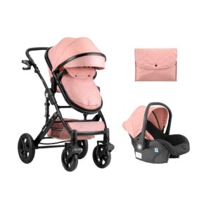 Kikkaboo Kinderwagen Darling 3 in 1 Sportsitz Tragetasche Autositz Wickeltasche rosa