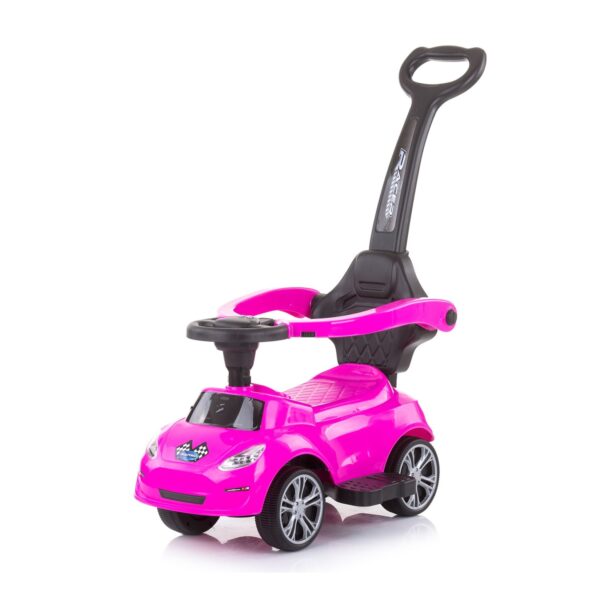 Chipolino Kinder Rutschauto 2 in 1 Turbo Schubstange Musikfunktion Rückenlehne pink