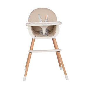 Kikkaboo Kinderhochstuhl Nutri 2 in 1 Holzbeine Fußstütze abnehmbares Tablett beige