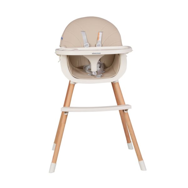 Kikkaboo Kinderhochstuhl Nutri 2 in 1 Holzbeine Fußstütze abnehmbares Tablett beige