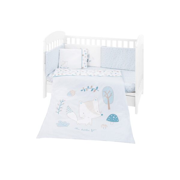 Kikkaboo Babybettwäsche 6-teilig. Decke 135 x 95 cm Laken 140 x 70 cm Nestchen blau