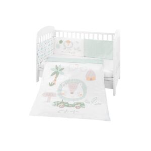 Kikkaboo Bettwäsche 4-teilig Decke 135 x 95 cm Bezug Nestchen Bett 120 x 60 cm grün