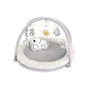 Kikkaboo Spielbogen Soft Touch Tiere Krabbeldecke rund Kissen Hängespielzeuge grau