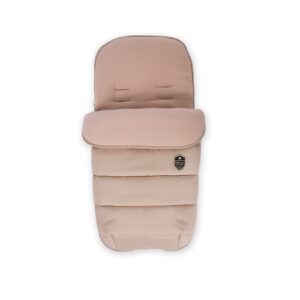 Kikkaboo Fußsack bestickt für Kinderwagen Fleecefutter Reißverschluss wasserfest beige