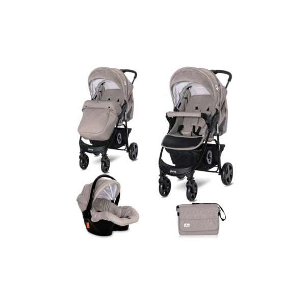 Lorelli Kinderwagen Daisy Basic 2 in 1 Babyschale Wickeltasche Fußabdeckung Korb beige