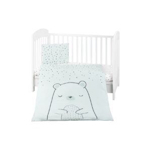 Kikkaboo Kinderbettwäsche Bär 5-teilig Decke 135 x 95 cm Kissen 45 x 35 cm Laken grün