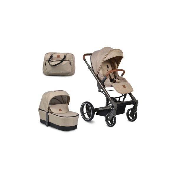 Cangaroo Kombikinderwagen Icon 2 in 1 Sportsitz Babywanne Wickeltasche PU-Räder beige