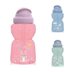 Baby Care Kinder Trinkflasche 325 ml Sport-Sipper Tiere Schutzdeckel Strohhalm rosa