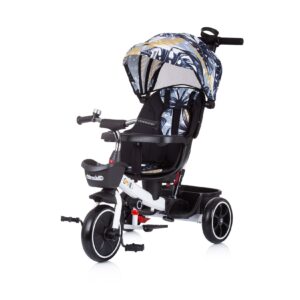 Chipolino Tricycle 4 in1 Smart Schiebestange Sitz drehbar Flaschenhalter Tablett blau weiß