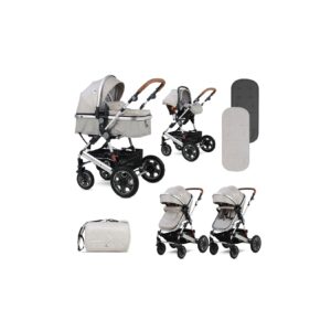 Lorelli Kombikinderwagen Lora 3 in 1 Autositz Tragetasche Sportsitz Fußabdeckung grau beige