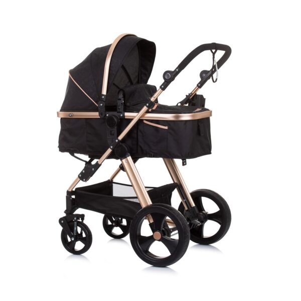 Chipolino Kombikinderwagen Havana 2 in 1 faltbar Tragetasche Sportsitz bis 22 kg schwarz gold