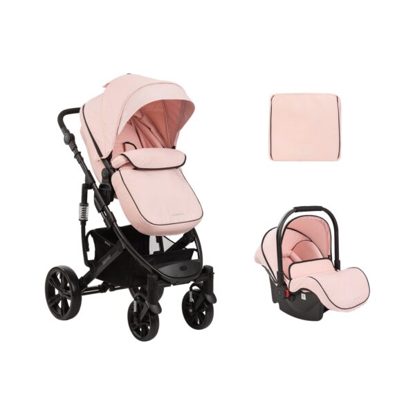 Kikkaboo Kombikinderwagen 3 in 1 Beloved Babywanne Autositz Wickeltasche faltbar pink