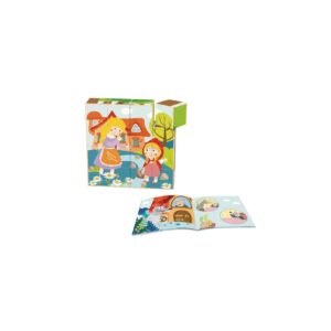 Tooky Toy Würfelpuzzle TF456 Holz Märchen Kieferholz 16 Teile 1 Buch ab 2 Jahren bunt