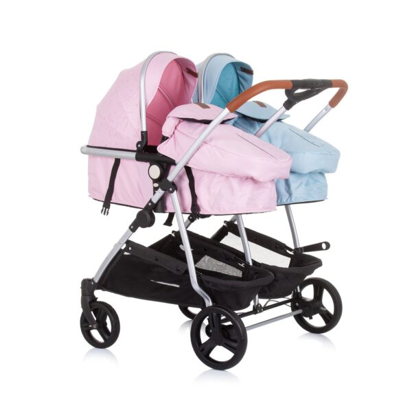 Chipolino Geschwisterkinderwagen Duo Smart klappbar umbaubar verstellbar Fußsack rosa hellblau