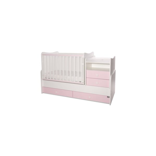 Lorelli Baby- Jugendbett Combo umbaubar 2 Kinder gleichzeitig Schaukelfunktion pink