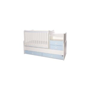 Lorelli Baby- Jugendbett Combo umbaubar 2 Kinder gleichzeitig Schaukelfunktion weiß blau