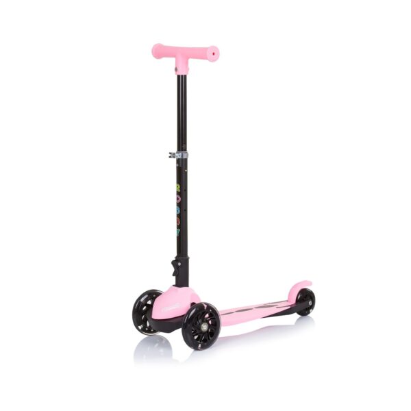 Chipolino Kinderroller Robby 3 LED-Räder Lenker höhenverstellbar klappbar Bremse rosa