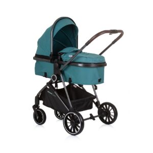 Chipolino Kinderwagen Aura 2 in 1 umbaubar Wickeltasche Sitz umkehrbar bis 22 kg grün