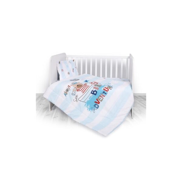 Lorelli 3-teilige Baby-Bettwäsche-Set Bär Laken Bezüge für Kopfkissen und Decke blau