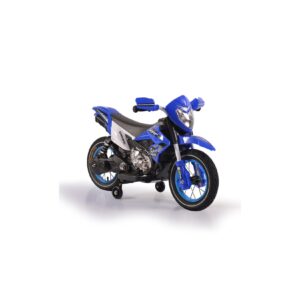 Moni Kinder Elektromotorrad Super Moto FB-6186 Luftreifen Musik Licht Stützräder blau