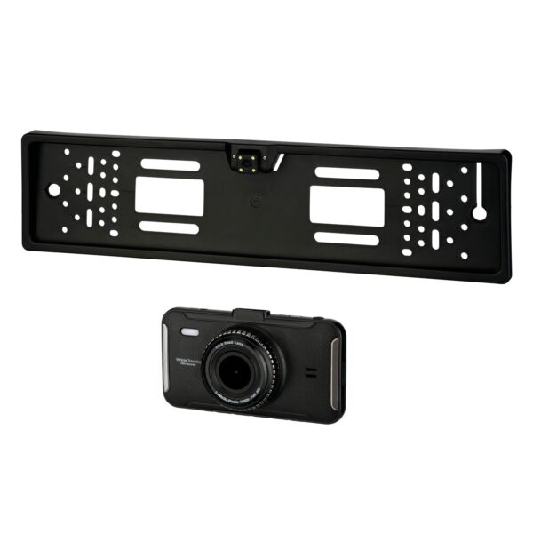 CARMATRIX Auto DashCam Full HD 1080p mit Rückfahrkamera im Nummernschild G-Sensor WDR  ADAS LDWS Parküberwachung