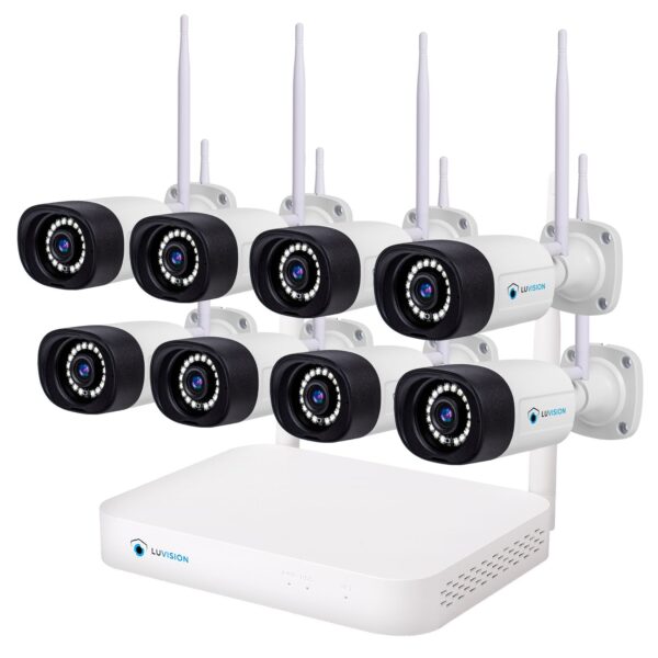 LUVISION Dual WLAN Funk Video Überwachungssystem 10 Kanal Mini NVR 5MP Überwachungskamera Set Mikrofon Cloud