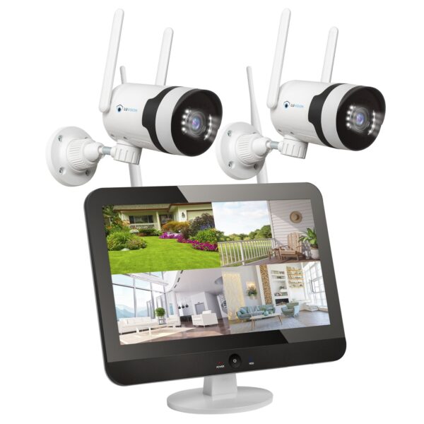 LUVISION Dual WLAN PTZ Überwachungssystem mit LED Monitor 5MP Überwachungskamera Set