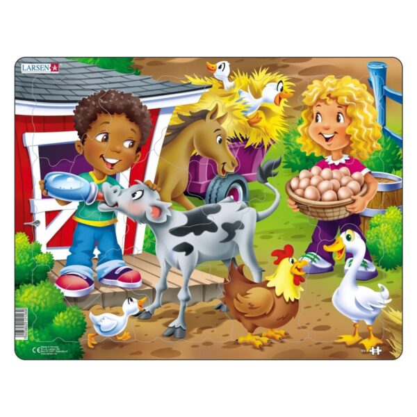 Larsen Puzzle Puzzle - Bauernhofkinder mit Kalb