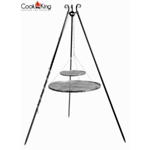 Schwenkgrill 180 cm - Doppelrost aus Rohstahl 80 cm + 40 cm