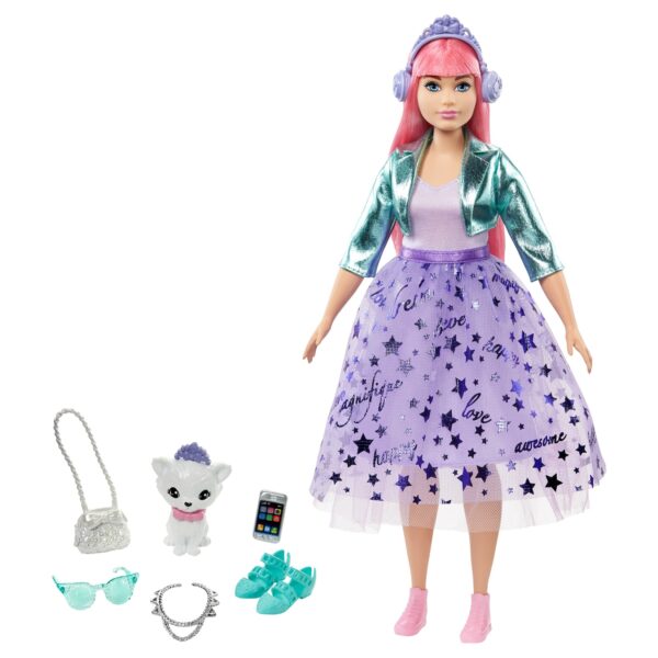 Barbie Prinzessinnen Abenteuer Daisy Puppe (rosa Haare) mit Hündchen