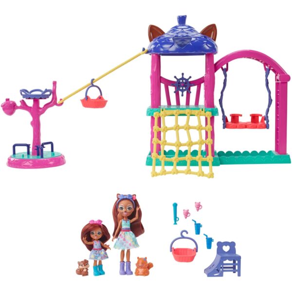 Enchantimals Spielplatz Set 2 Puppen Tierfreunden Zubehör City Tail Spielset