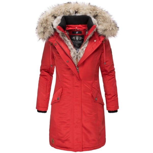 NAVAHOO Damen Warmer Wintermantel  Winterparka mit Kunstfell-Kapuze Daylight