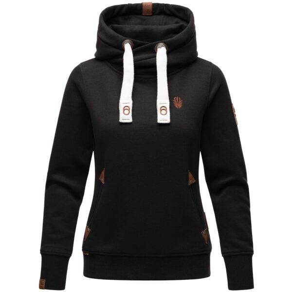 NAVAHOO Damen Kapuzensweatshirt weicher Hoodie mit breiten Tunnelzugkordeln Namikaa