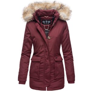 NAVAHOO Damen Designer Wintermantel Parka mit edlem Fellimitat Schneeengel