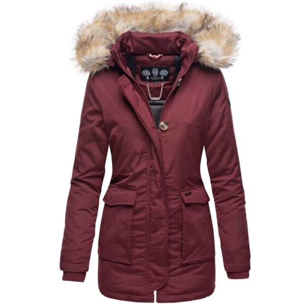 NAVAHOO Damen Designer Wintermantel Parka mit edlem Fellimitat Schneeengel