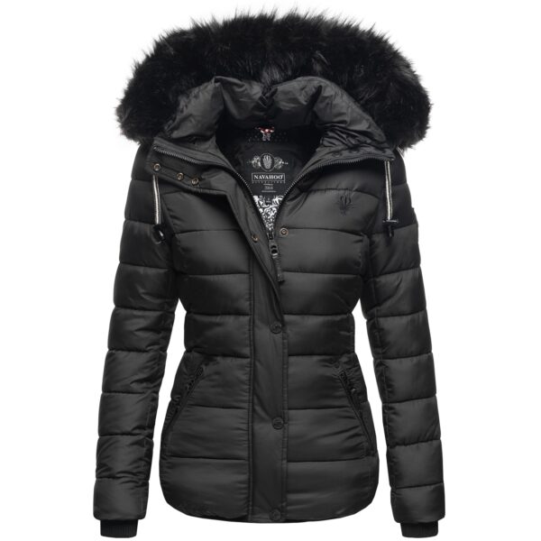 NAVAHOO Damen Modische Winterjacke Steppjacke mit Kunstpelz Kapuze Zuckerbiene