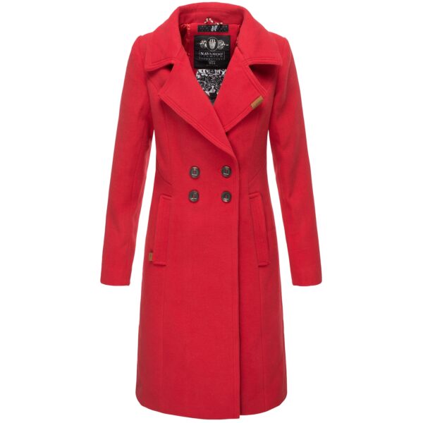 NAVAHOO Damen Designer Wintermantel Trenchcoat in Wollmantel-Optik Wooly