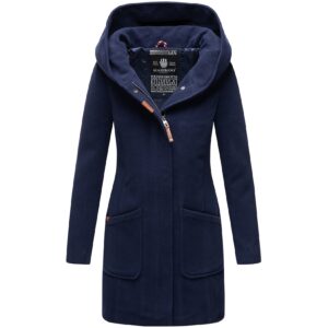 MARIKOO Damen Hochwertiger Wintermantel Mantel Trenchcoat Mit Kapuze Maikoo