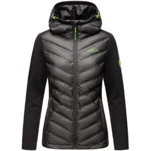 NAVAHOO Damen Stylische Outdoorjacke Übergangsjacke mit Kapuze Nimm-Mich-Mit